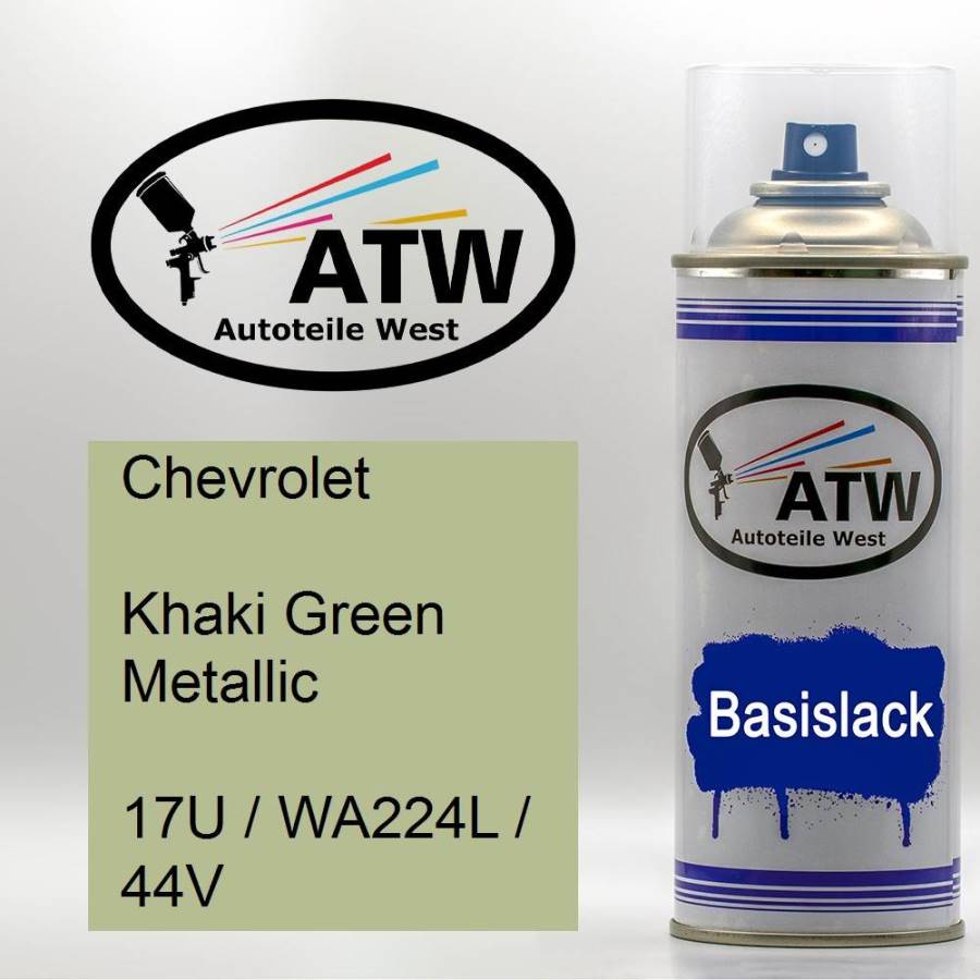 Chevrolet, Khaki Green Metallic, 17U / WA224L / 44V: 400ml Sprühdose, von ATW Autoteile West.